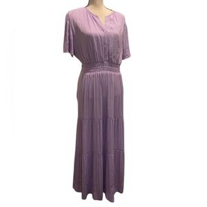 Joie Women’s Purple Maxi Flowing Short Sleeve Beautiful Dress New Size XL